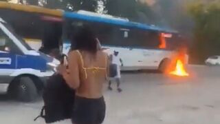 Criminal Anarchists Set Public Bus on Fire in Brazil
