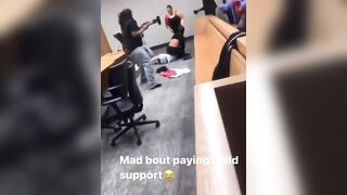 Wow: Mad about Child Support Ruling, Mom gets TV over her head and Beaten