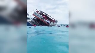 A ferry carrying 144 passengers in the Bahamas, bound for Blue Lagoon Island, capsized and sank.