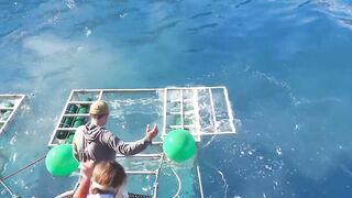 Great White Shark goes Nuts and Gets Out of Cage....With a Diver Inside also