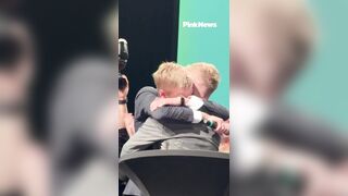 Munich’s newly elected mayor kisses his fiancée on the lips after becoming the first
