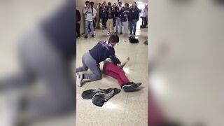 Brutal Body Slam Ends School fight Quickly