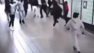 Kid brings a Knife to a Fist Fight and uses it on One of Them