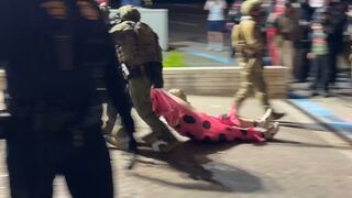 Breaking: Federal police officers make several arrests outside the ICE facility in Portland. Riots assault officers with heavy rocks and projectiles. Chaos.