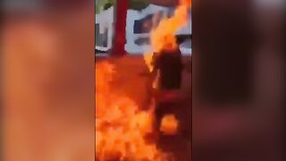Innocent Random Man is Set on Fire by Devil's Demons