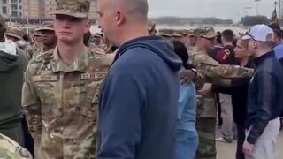 U.S. families hugging before saying goodbye. How dare Donald Trump do this to us all