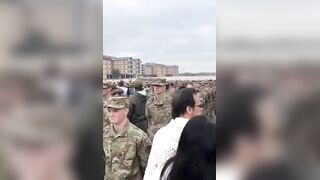 U.S. families hugging before saying goodbye. How dare Donald Trump do this to us all