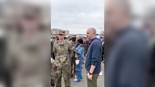 U.S. families hugging before saying goodbye. How dare Donald Trump do this to us all