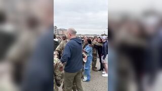 U.S. families hugging before saying goodbye. How dare Donald Trump do this to us all