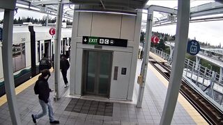 Seattle: Man shoving a passenger as a light rail train approaches at the Northgate station
