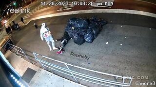 Gang Banger gets Pumped with a Few Bullets and Lands with the Rest of the Garbage Bags