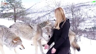 Blonde with Balls of Steel Open Mouth Kisses Wild Wolves