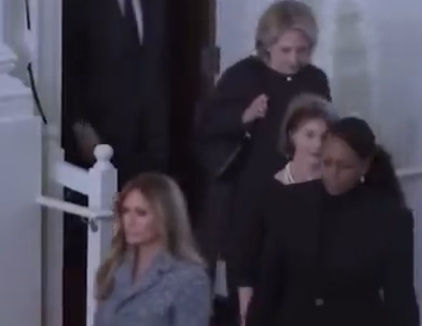 Watch the Jealousy in the Eyes of Michelle Obama behind Melania Trump