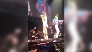 Girl getting Off Stage gets the Steam Shot right Up the Skirt