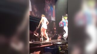 Girl getting Off Stage gets the Steam Shot right Up the Skirt