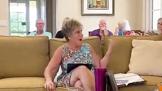 Karen hogs the whole couch for her husband