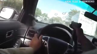 Bad Ass Cop Empties his Entire Magazine through his Cruiser Window..Killing Perp