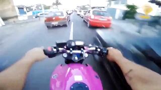 Just because his Motorcycle is Pink don't Underestimate this Driver....WOW