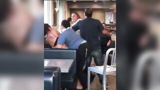 Giant McDonalds Employee Attacks the Pretty Girl..Actually 2 Big Girls