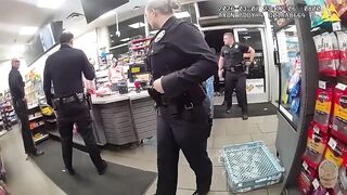 An armed robbery suspect behind the counter of a 7-11 pulled out a handgunb and gets fatally shot by LAPD officers