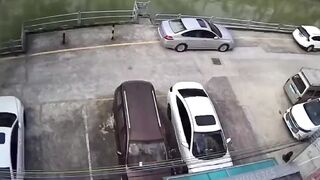 Wow...Maniac Runs Down Person and Slams Multiple Cars to Do It