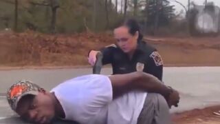 TAKE NOTE: Watch the Way this Lady Cop Handles this Big Black Man