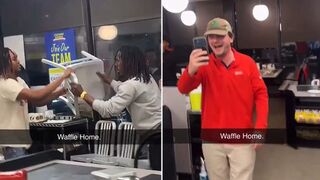 White Guy Recording this Waffle House Brawl is Having the Time of his Life.
