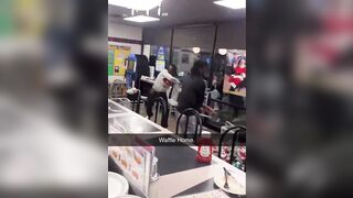 White Guy Recording this Waffle House Brawl is Having the Time of his Life.