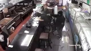 Hitman has Waitress Bag Up his Money before Executing Man at Diner Bar