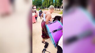 Animalistic Lady thinks God gave her those Boobs to Play Drums and Beat Others with them