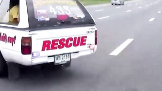 Truck Driver Loses Control and Flies Out of Cab