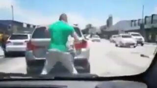 When a Sissy Man throws a Rock at a Real Man in Road Rage