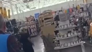 Walmart USA, Man with a Machete is Shot Dead with Employees and Customers Witnessing