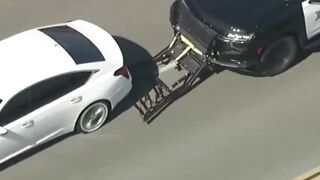 Car slams into a brick wall following a failed grappler attempt in Riverside County