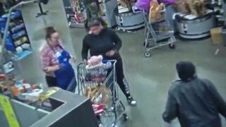 Thug Bitch Knocks a Kroger Employee Out in Front of Her 1-Year-Olld Kid.
