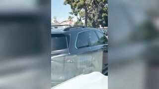 Naked woman, clearly high out of her mind, runs across the street, body slams a truck