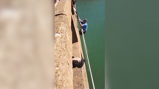 Bungee Jump Gone Wrong leaves Man Dangling Unconscious you'll See Why