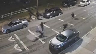 Philadelphia police are looking for a "wild teens" after a shootout that left an 18-year-old hospitalized