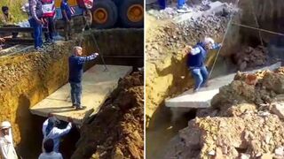 Construction Worker Falls Underneath Concrete Slab at Job Site Burying him Alive.