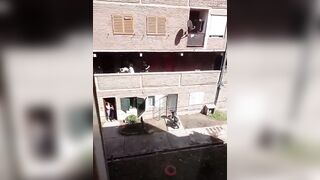 Residents evicted migrant squatters by throwing them from the balcony