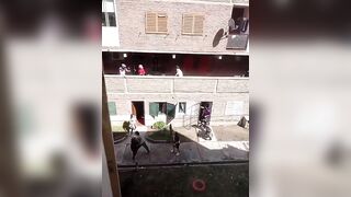 Residents evicted migrant squatters by throwing them from the balcony