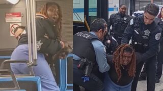 Black woman attacks a man on CTA bus