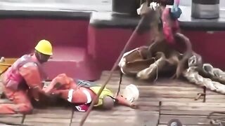 Boat Chain Snaps Killing Worker Instantly, likely internally splitting him in half