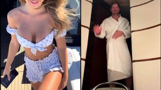 2022 footage of Eric Swalwell at a late-night St. Tropez yacht party in a robe