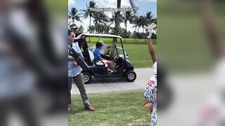 Trump Compliments Fan at Golf Course, Reveals Secret Service Anti-Drone Rifle