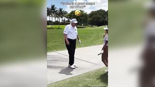 Trump Compliments Fan at Golf Course, Reveals Secret Service Anti-Drone Rifle