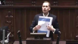 Polish MP displayed an Israeli flag where the Star of David was replaced with swastik
