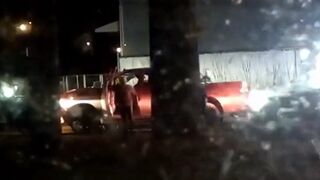 Caught in stolen truck, straight arm in the face by cop.