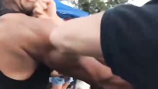 Muscular Tough Guy Bully Humiliated at Festival