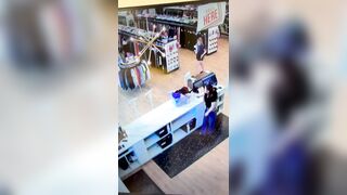 Wild video shows car narrowly missing shopper after ramming throughOklahoma City Stor